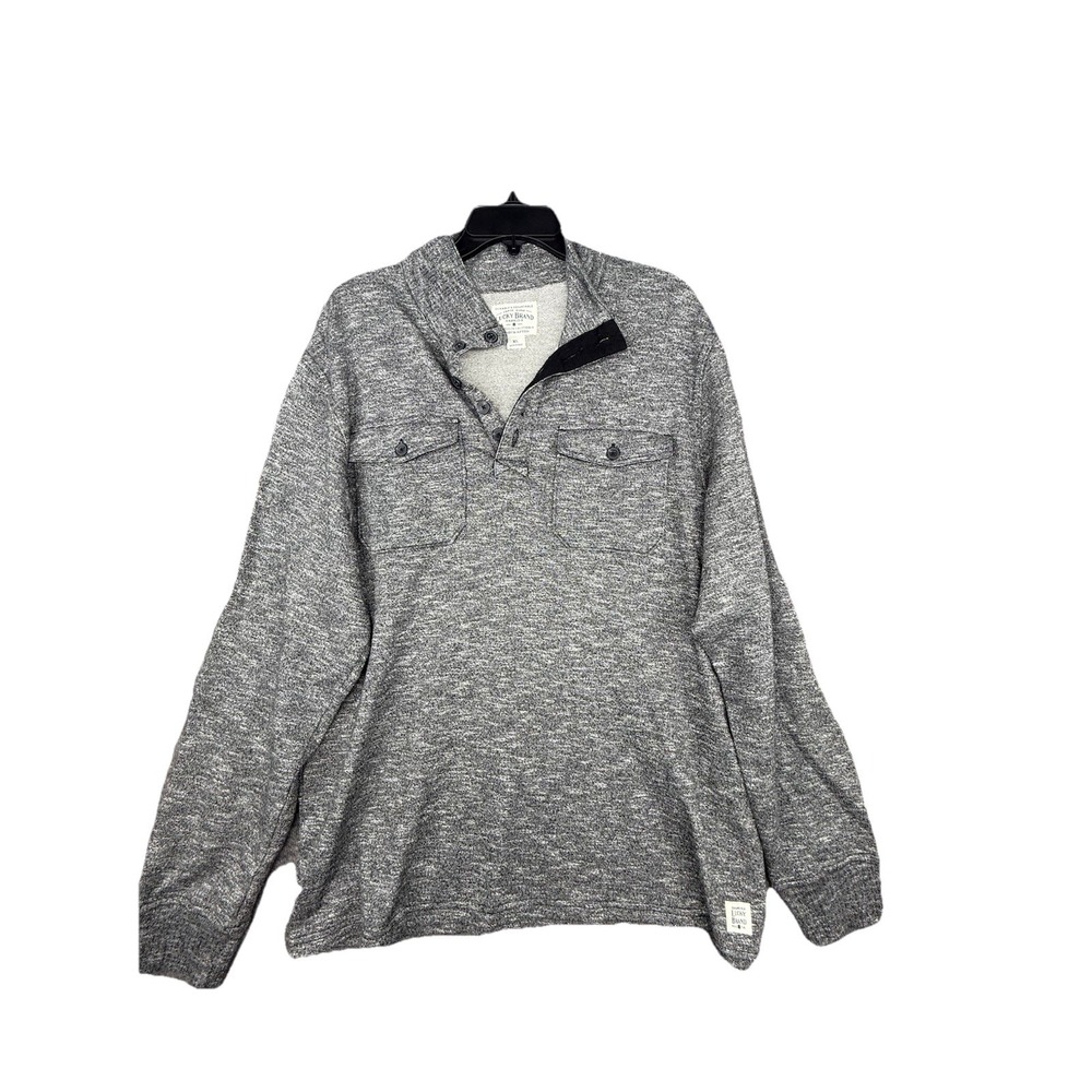 Lucky Brand XL Sweater Rust Boho Western Gorpcore 1/4 Button‎ Collared Y2K Gray'